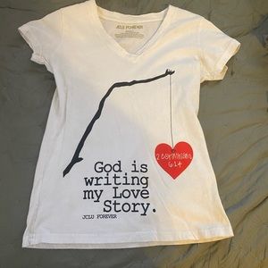 White lettered t-shirt